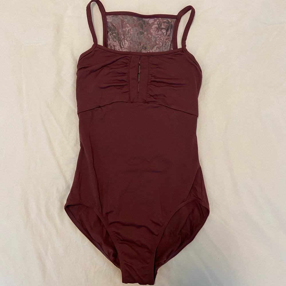 bloch burgundy floral leotard